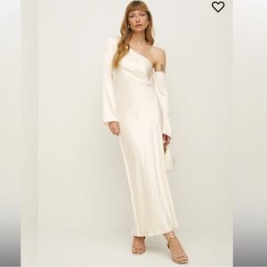 Reformation One-Shoulder Cream Dress